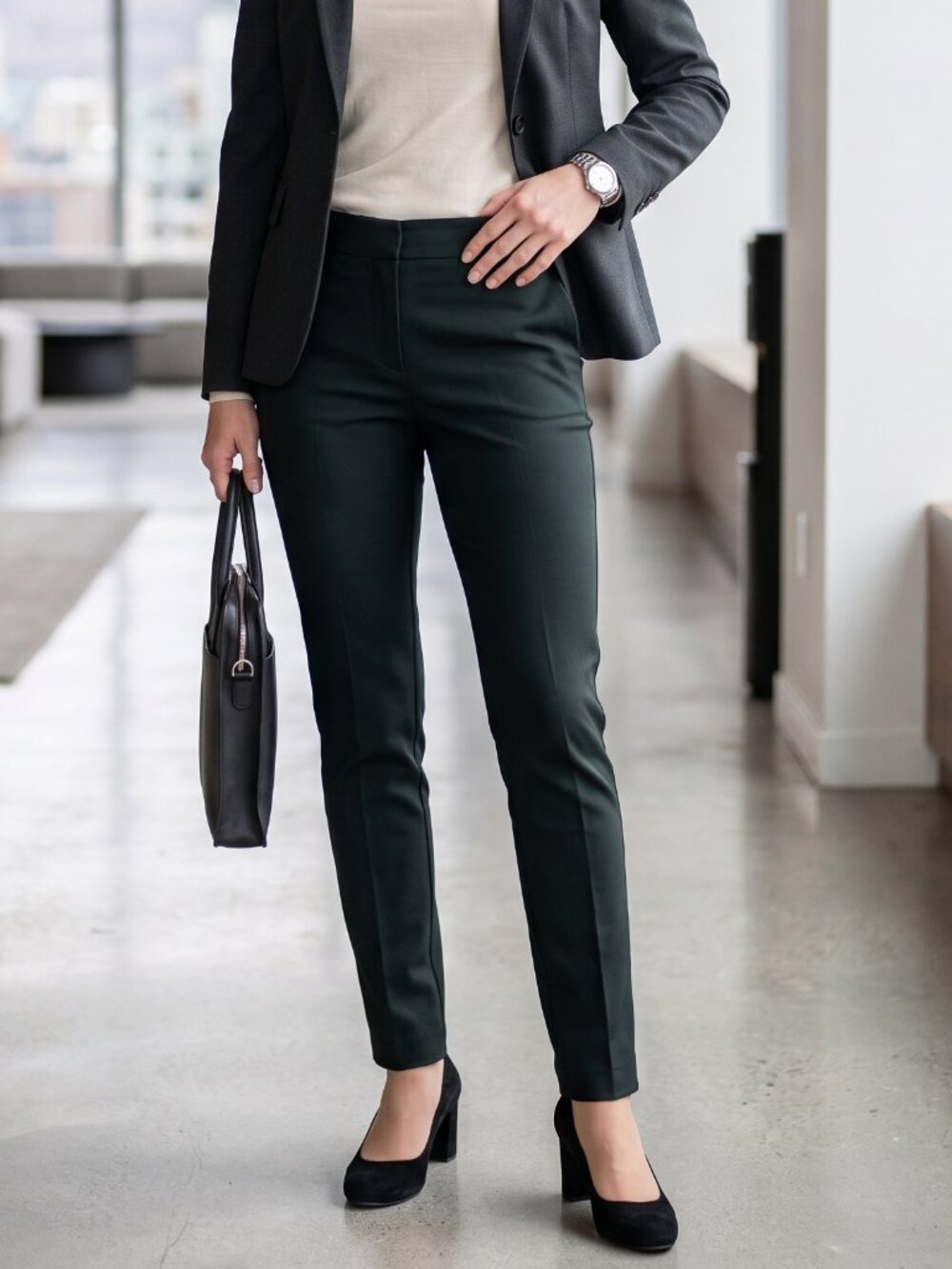 Sarah Pacini Made in Italy Tailored Trousers - Dark Green/Black - Size 2